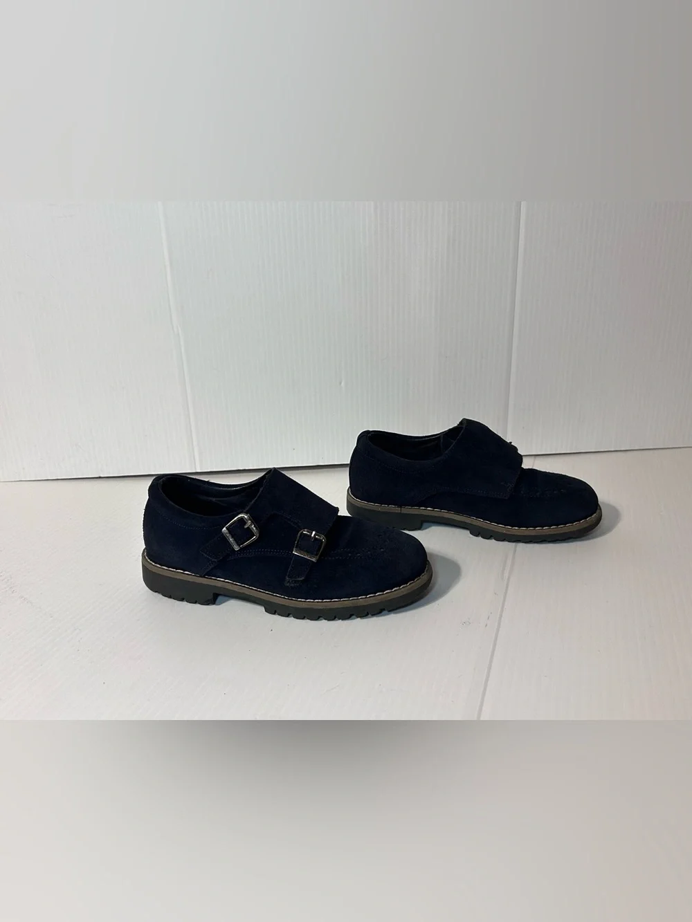 Blublonic Harper navy suede wingtip dress shoe size 32 EU / 1 US